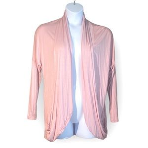 DownEast | Open Front Wrap Cardigan | Pink | Size L